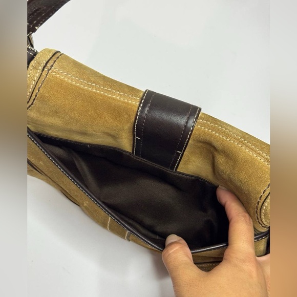 COACH Y2K Soho Suede Flap Belt Buckle Shoulder Bag Honey Tan/Brown - Picture 12 of 12